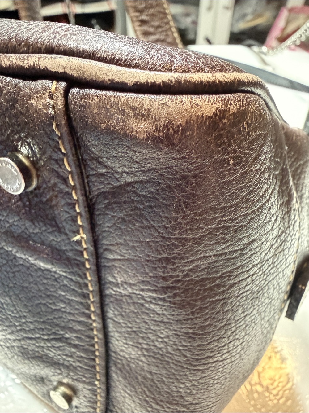 Vintage Kate Spade Brown Leather Satchel Bag - Picture 11 of 12